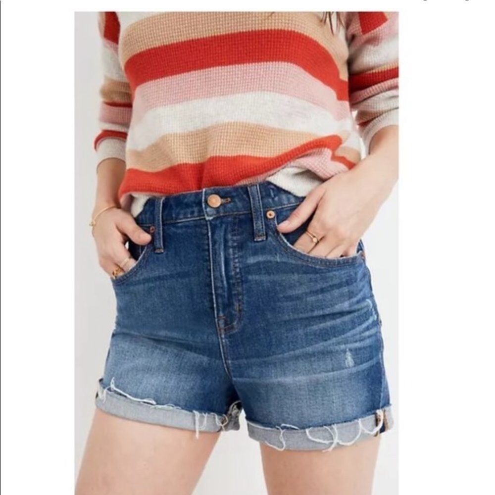 MADEWELL High-Rise Denim Shorts in Glenoaks Wash - Picture 1 of 9